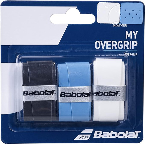 Babolat My Overgrip Colored Overgrip (3 unidades) en color azul, blanco y negro