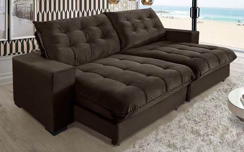 Sofá Califórnia Molas Ensacadas E Pillow Top 2,70 Café