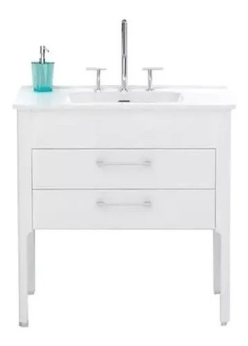 Imagen 2 de 6 de Campi Conjunto Mueble De Pie Curve Con Mesada Blanco 80cm
