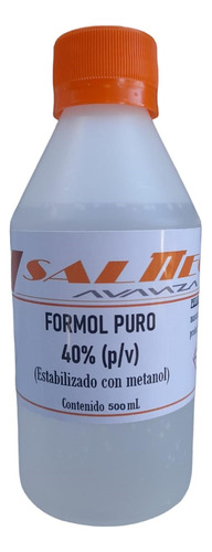 Formol 40% Puro Estabilizado Con Metanol X 500 Ml - Salttech