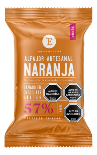 Alfajor Artesanal Naranja Bitter Entrelagos 24x40gr