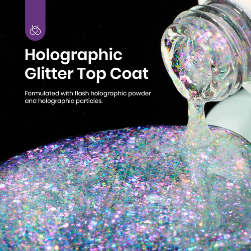 Esmalte Para Uñas En Gel Transparente Glitter Holografico