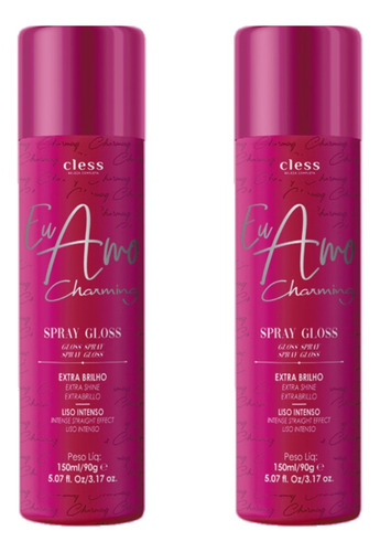 Kit 02un Hair Spray Gloss Extra Brilho Eu Amo Charming Cless