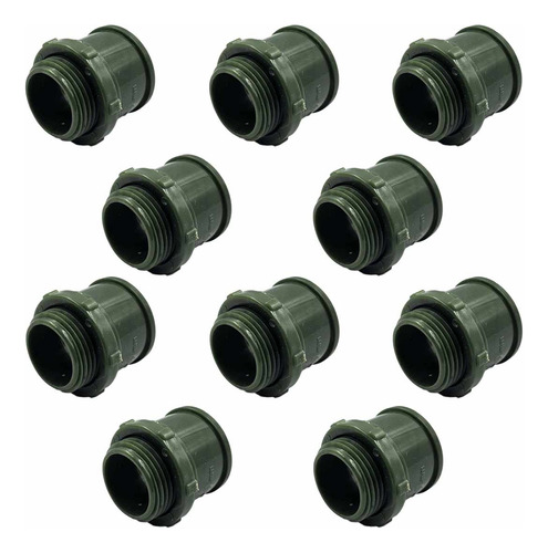 10 Pzs Conector C/ Rosca Conduit Pvc Pesado Verde 1 1/4 PuLG