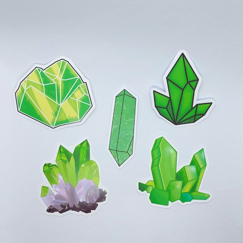 Set 5 Sticker. Cristales Verdes. Kryptonite. Bujeria. Horror