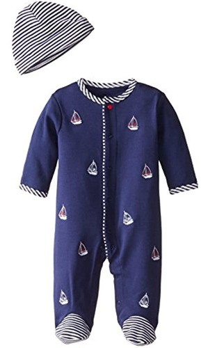 Little Me Boys 2piece Footie Y Cap Set