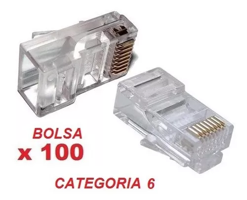 CONECTOR RJ45 CAT 6 SIN BLINDAJE (BOLSA DE 100 PCS)