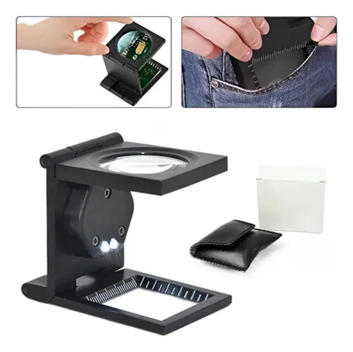 Lupa Plegable De 10x Con Escala Y Led Para Joyería Óptica