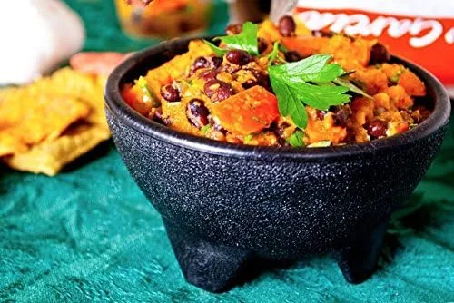 Cuencos De Salsa Molcajete De Plástico Negro De 3 Patas Para