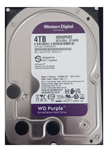 Disco Rigido Western Digital Purple 4tb