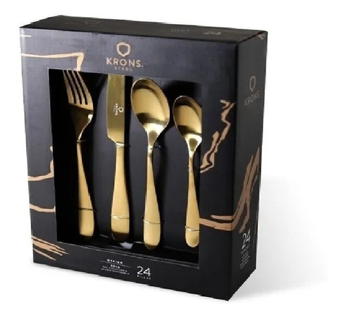 Set De Cuchillería De 24 Piezas Gold Krons Color Dorado