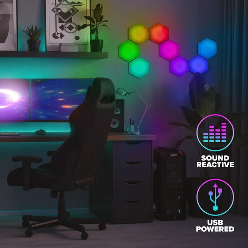 Bright Onn Hexagon Lights Rgbic Para Computadora / 8pack