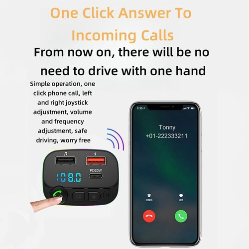 Receptor Bluetooth Auto Transmisor Fm Mp3 Cargador Usb P3