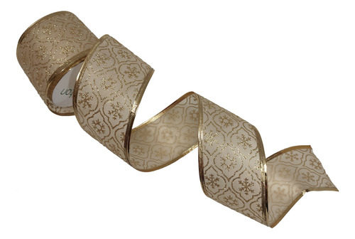 Liston Navideño Alambrado Cinta C/detalles Dorados Kit 2 Pz