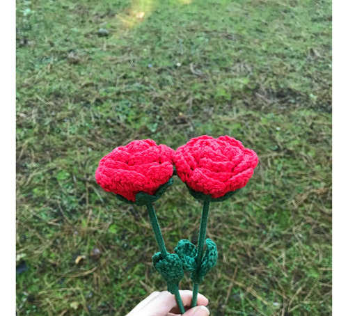 Rosa Amigurumi Flor Tejida Crochet Flores Artificiales Rosas