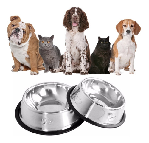 Pack X2 Plato Perro Platos Para Gato Bowl Perro Mascota 14cm