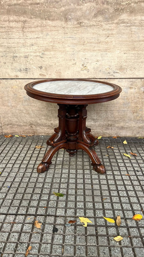 Mesa De Sala Auxiliar Con Marmol Estilo Victoriano Marrón (Usado)