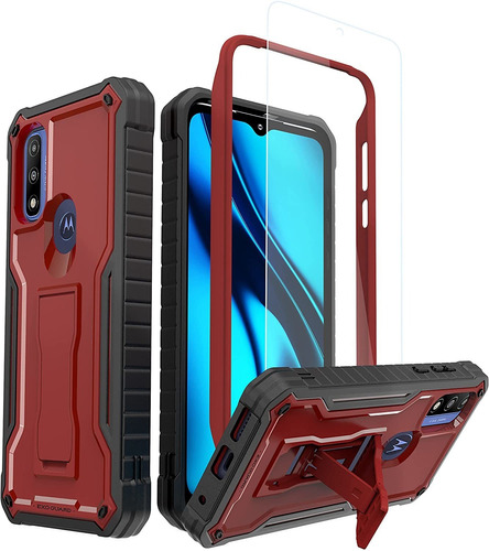 Funda Completa Para Moto G Pure - Roja + Vidrio Templado