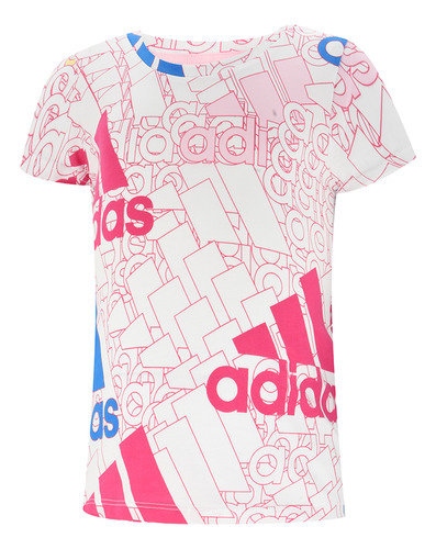 Remera Urbana Adidassentials Brand Love Niña En Blanco Y Ros