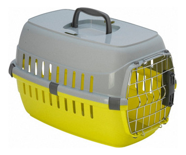 Transportadora Mascota Perro Puerta Metal Moderna Limon