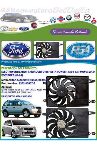 Electroventilador Radiador Fiesta Power Move Max Ecosport 16