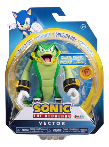 Sonic The Hedgehog Figura Cocodrilo Vector + Accesorio 12cm