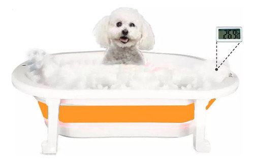 Bañera Para Mascotas Bañera Plegable C/ Termometro Y Tapon