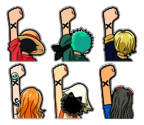Kit 6 Adesivos One Peice Luffy,zoro,nami,sanji,nico Robin..