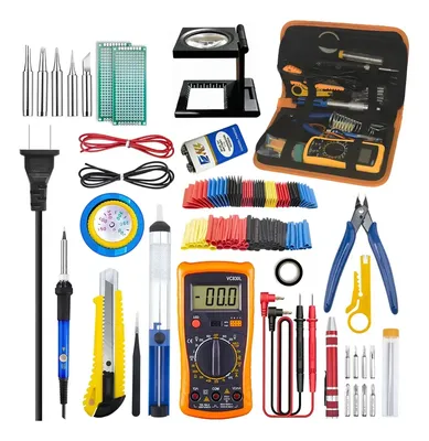 Kit Ferro De Solda Com Ajuste Temperatura E Lupa 219pcs 127v