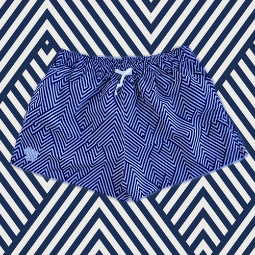 Imagen 2 de 4 de Traje De Baño Hombre Rayado Azul Pecora Short Malla