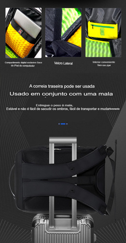 Mochila Urbana Biaowang Executiva Escolar Viagem Impermeável 4603 Cor Preto Com Cinza