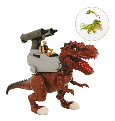 Dinossauro Attack Rex Grande 40 Cm Com Som Luz Lança Míssil