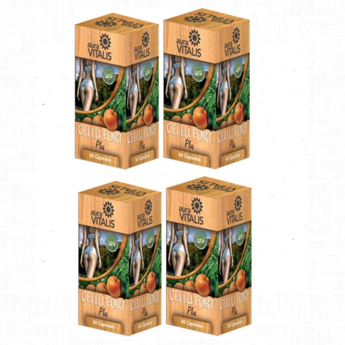 Pack 4 Cellu Fort Plus 60 Caps C/u Colageno Castaño