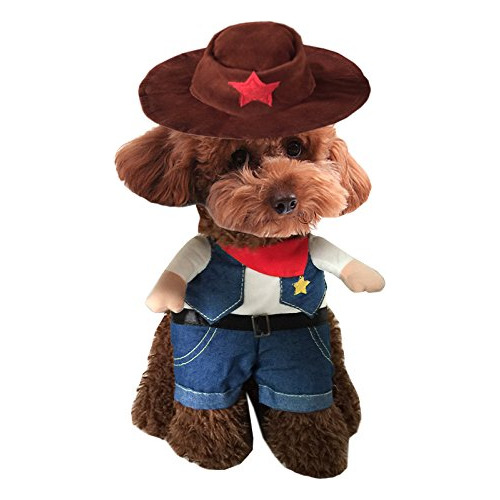 Worderful Disfraz De Perro Vaquero Con Sombrero, Ropa De Per