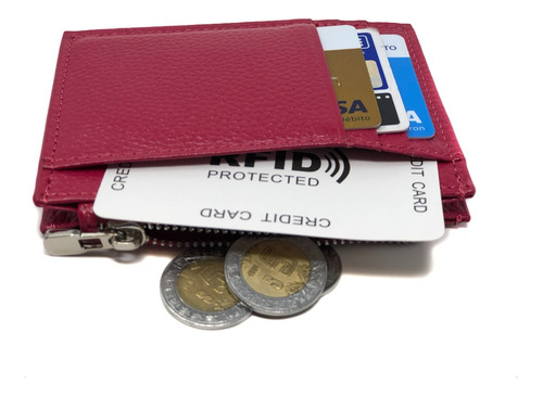 Imagen 2 de 4 de Monedero Cartera De Piel Con Rfid Para Evitar Clonaciones