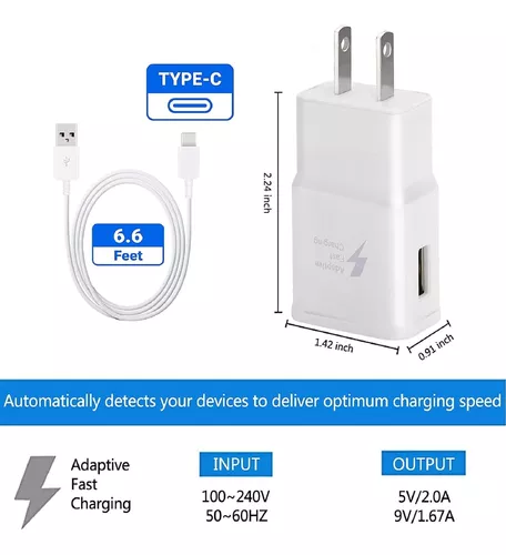 Samsung Cargador de carga rápida tipo C cargador USB C cargador rápido con  cable de carga tipo C de 6.6 pies para Samsung Galaxy