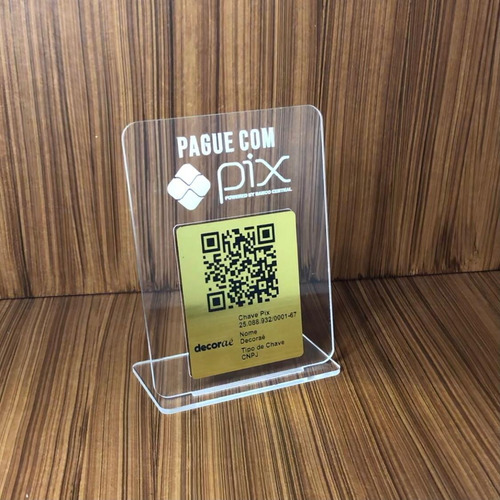 Imagem 2 de 5 de Placa Pix Acrilico Dourado Qr Code Google Instagram Whatsapp