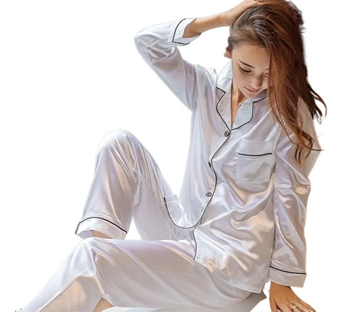 Conjunto De Pijama De Seda Satinada Para Mujer, Talla M, Par