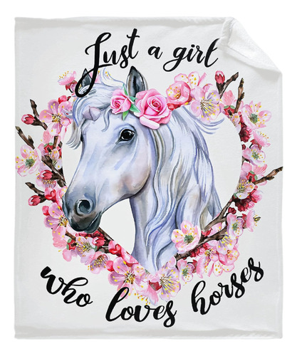 Just A Girl Who Loves Horses Manta Blanca De Franela De Forr