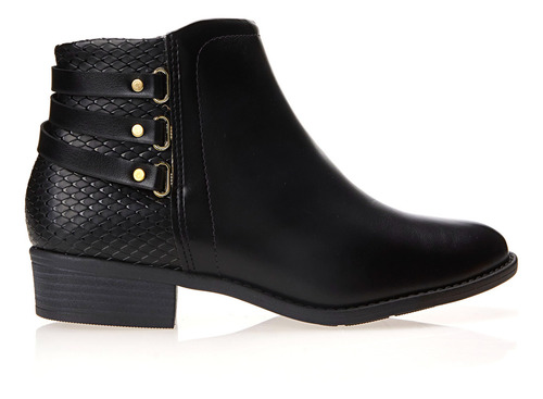 Bota Casual Feminina Ankle Preta Com Tiras Modare