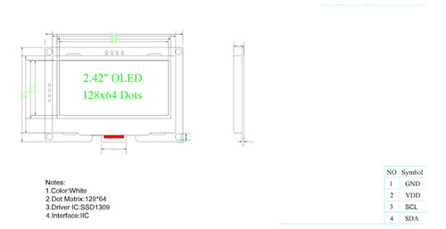 Arduino: Lcd Oled I2c 128x64 Pixel Ssd1309 Blanca 2.42