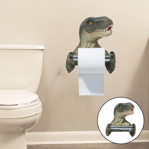 Soporte De Papel Higiénico Realista Con Forma De Dinosaurio Color Verde
