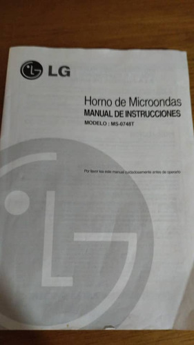 Horno Microondas LG Modelo Ms-0748t Sin Uso (Usado)