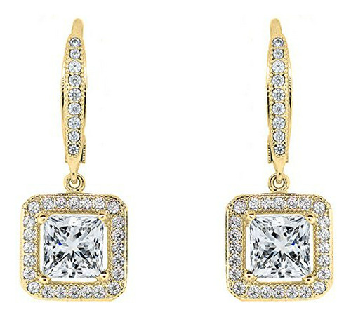 Pendientes Cate & Chloe Ivy Gold Plated Princess Cut