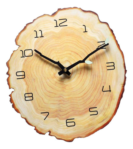 Reloj De Pared Rústico Tronco De Árbol Con Números
