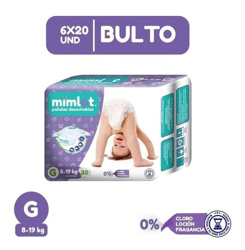 Pañales De Bebe Mimlot Talla G 20und Bulto - 6 Paq