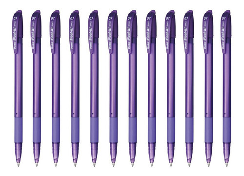 Bolígrafo Pluma Con Tapa Bx427 Pentel Feel-it 0.7 Mm 12 Pzas Color De La Tinta Violeta