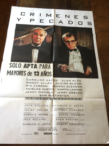 Poster Crimenes Y Pecados Woodie Allen   Original 