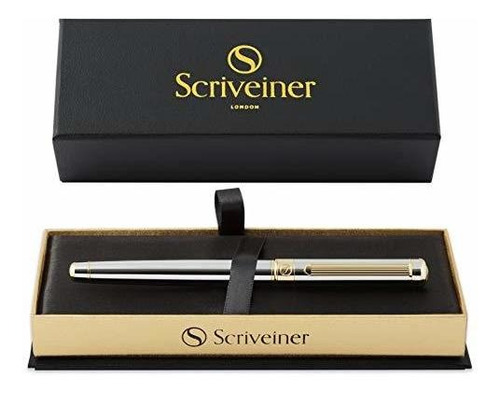 Scriveiner Silver Chrome Rollerball Pen - Impresionante Bol