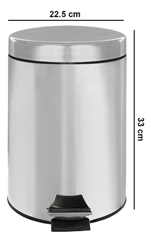 Bote Cesto De Basura Con Pedal Acero Inoxidable 8 Litros